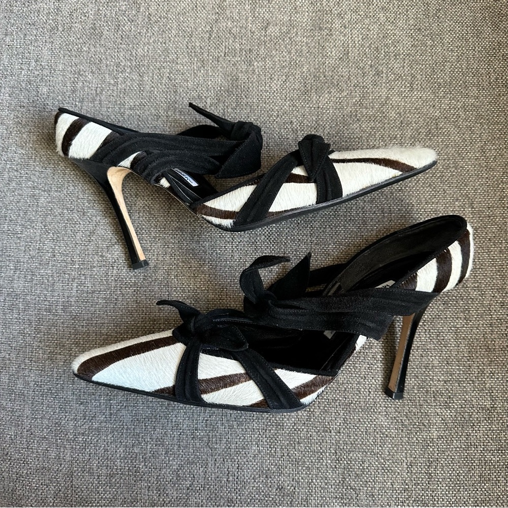 Vintage Manolo Blahnik zebra pony hair heels - Picture 3 of 8